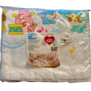 Vintage Care Bears Baby Blanket "Curity" 40"X45" New Sealed Made In USA 1984 NOS